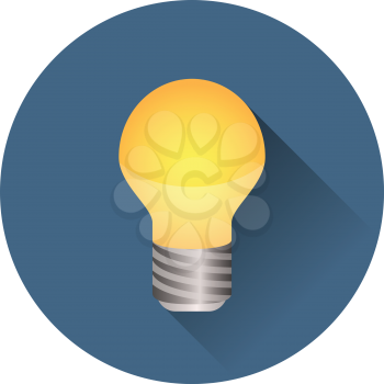 Light bulb icon shining brightly. Colored version in a blue circle. Minimalistic design.