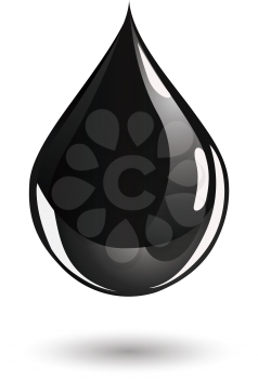 Oil drop icon. Perfectly shaped droplet with a shadow underneath.