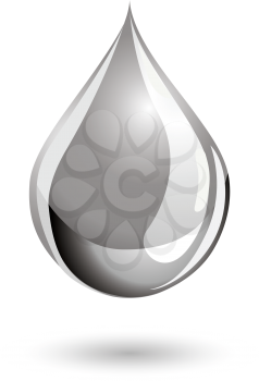 Silver colored drop icon, like liquid metal or paint.