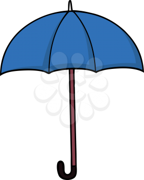 Blue cartoon umbrella in cartoon style