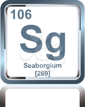 Symbol of chemical element seaborgium as seen on the Periodic Table of the Elements, including atomic number and atomic weight.