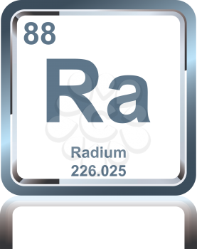 Symbol of chemical element radium as seen on the Periodic Table of the Elements, including atomic number and atomic weight.
