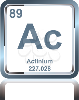 Symbol of chemical element actinium as seen on the Periodic Table of the Elements, including atomic number and atomic weight.