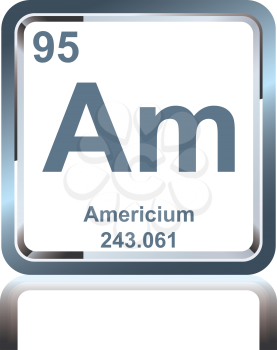 Symbol of chemical element americium as seen on the Periodic Table of the Elements, including atomic number and atomic weight.