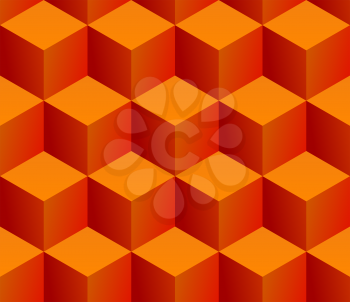 Seamless pattern of isometric orange cubes.