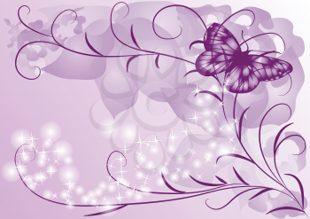 abstract floral background with butterfly. 10 EPS