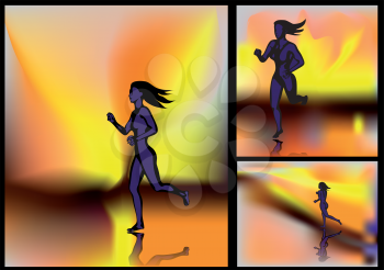 silhouette of a running girl. 10 EPS