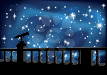 the night sky and telescope. 10 EPS