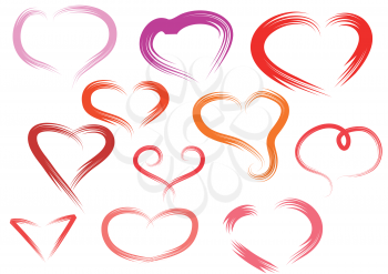 simple hearts isolated on the white background