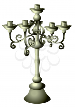 silver candelabrum isolated on the white background