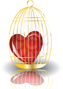 a red heart in a golden cage