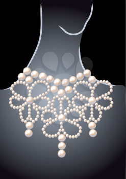 luxury pearl necklace on a dark background