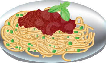  plate of spaghetti with tomato sauce and basil