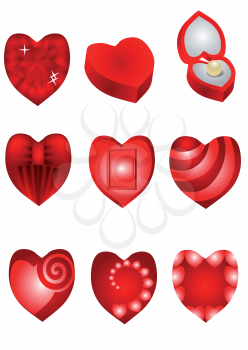 set of red hearts for Valentines Day