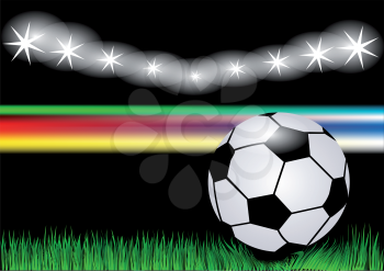 soccer background with grass, light  and ball 