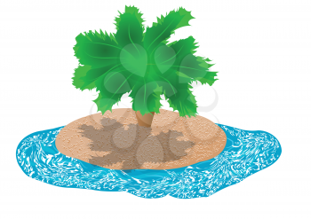 Island with palm isolated on white background