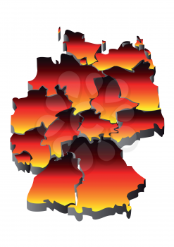 Map of Germany with the colors of the German flag
