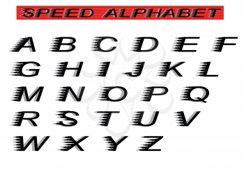 speed alphabet isolated on white. 10 EPS