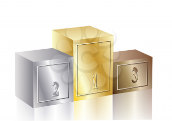 Royalty Free Clipart Image of Gold, Silver and Bronze Pedestals