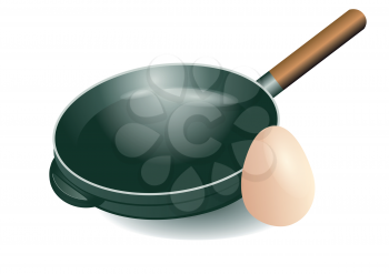 Royalty Free Clipart Image of a Frying Pan and an Egg