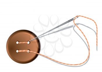 Royalty Free Clipart Image of a Needle, Thread and Button