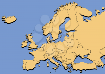 Royalty Free Clipart Image of a Map of Europe