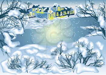 Royalty Free Clipart Image of a Winter Landscape