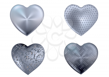 set of metal heart isolated on white