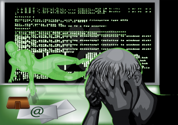 hacker attack. female silhouette symbolised cyber crime