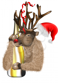 Royalty Free Clipart Image of a Deer With Wine