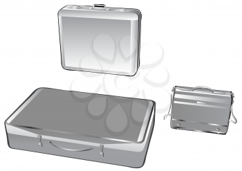 Royalty Free Clipart Image of a Set of Suitcases