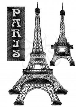 Royalty Free Clipart Image of the Eiffel Tower and the Word Paris