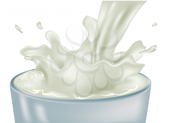 Royalty Free Clipart Image of Milk Being Poured Into a Glass