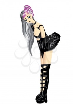 Goth girl isolated on a white background