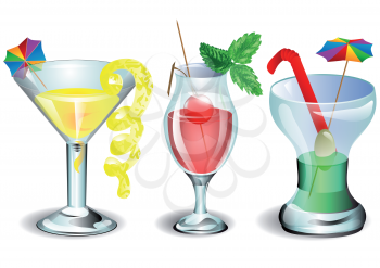 cocktails on white background. 10 EPS