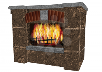  fireplace isolated on a white background. 10 EPS
