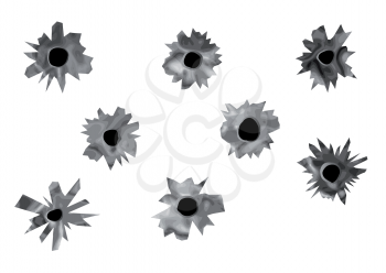 bullet holes. set os bullet holes isolated on white