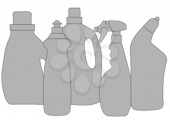 cleaning products. abstract silhouette of bottles of detergent
