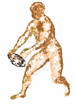 american football. grunge silhouette of male with football ball