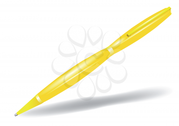 yellow pen on white background with shadow