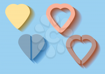 some heart in flat color isolated on blue background