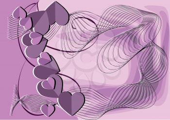 abstract violette heart with wave in flat colour