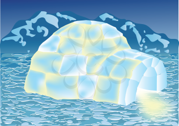 igloo in winter landscape. 10 EPS