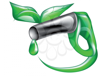energy concept. closeup of refueling and green leaves