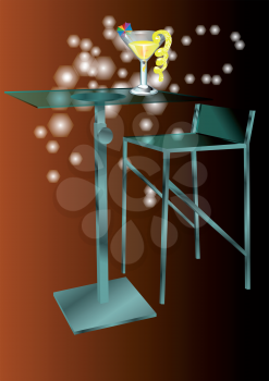 cafe table with cocktailse on white background