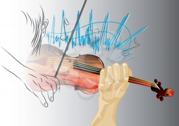 hearing concept. musician with violin and notes