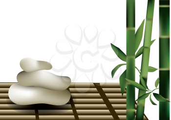 Bamboo and stones isolated on a white background