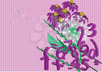 numbers with flowers. abstract background with flowers and numbers