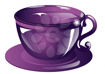 the violet cup isolated on a white background