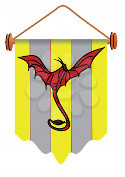 banner with dragon isolated on a white
